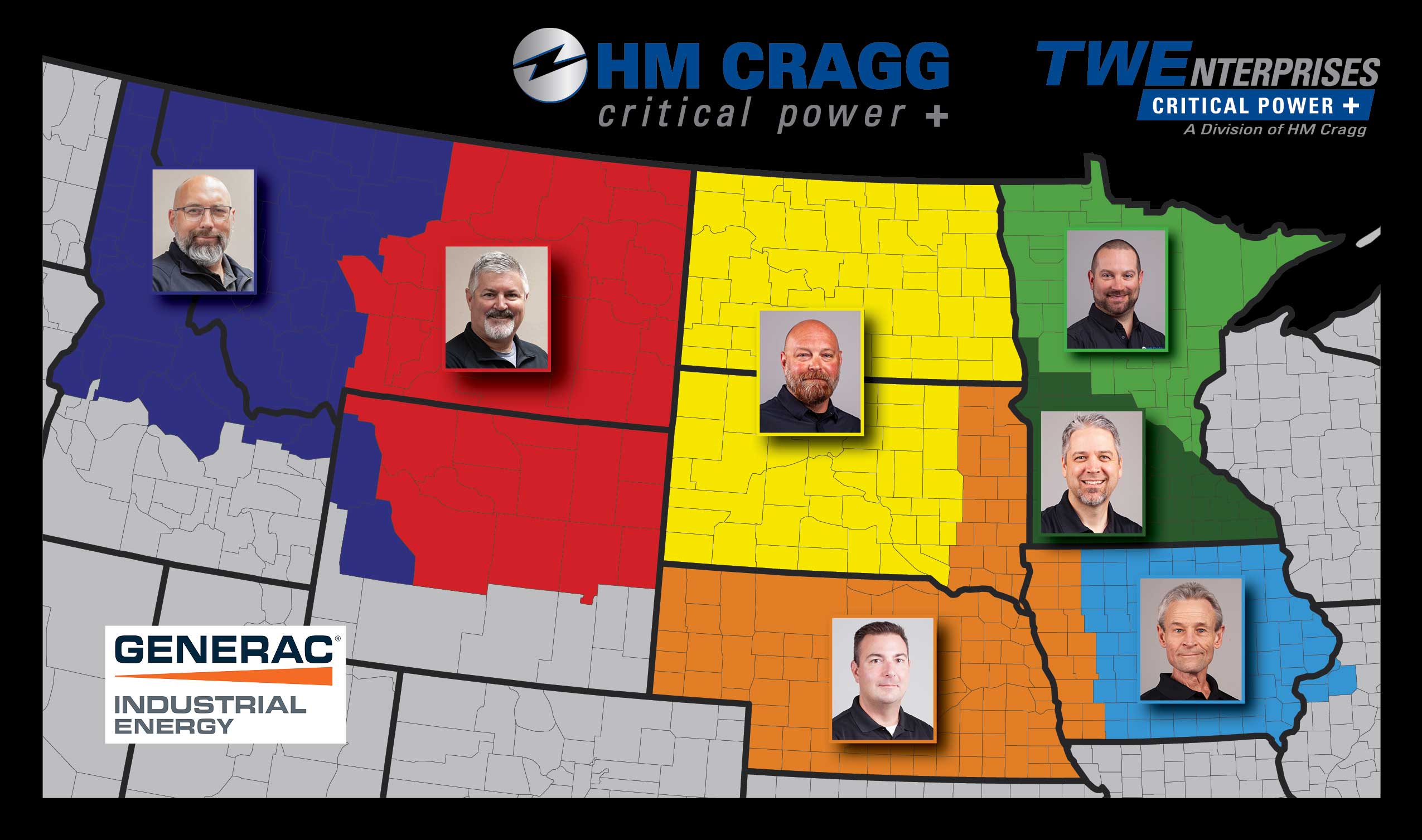 HM Cragg and TW Enterprises map for Generac product sales