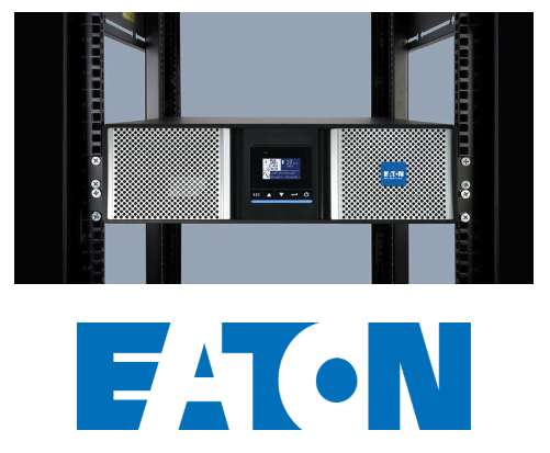 Eaton single phase UPS on a rack.